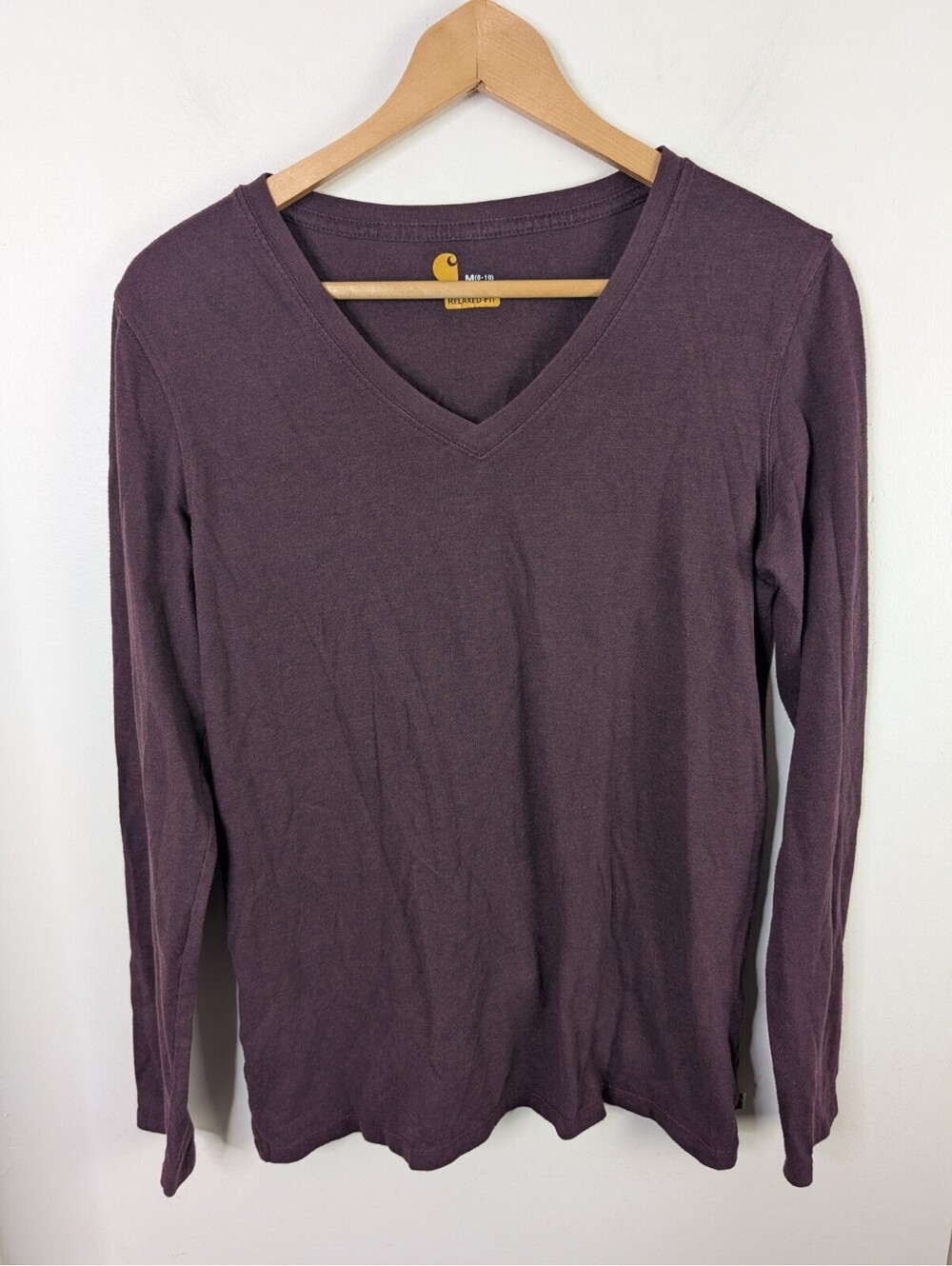 Carhartt Women's Medium M Long Sleeve T-shirt Relaxed Fit Tee Shirt Dark Purple